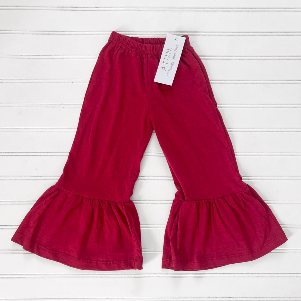 ATUN NWT Crimson Bohemian Ruffle Flair Leggings Pants